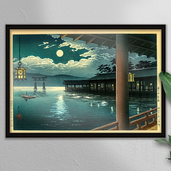 Summer Moon at Miyajima - Japanese Woodblock Art Print - On Paper or Canvas - Wall Art