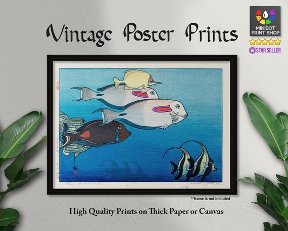 吉田博 ホノルル水族館：ヴィンテージの日本美術プリント - Etsy 日本