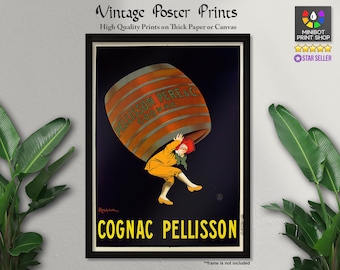 Cognac Pellisson Vintage Advertising Poster: Italian Wall Art Print