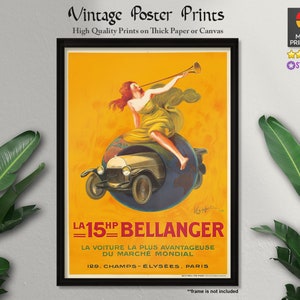 Póster de arte vintage, La 15hp Bellanger (1921), arte francés, carteles publicitarios, carteles antiguos, arte vintage, impresiones de calidad, decoración de pared