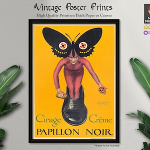Papillon Noir (1921), carteles publicitarios, Leonetto Cappiello, carteles antiguos, impresiones de calidad, decoración de pared, arte de pared, decoración del hogar