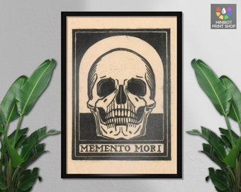 Póster de calavera de Memento Mori: arte mural de terror gótico