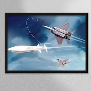 F-15 Lauching Missiles AMRAAM X-1 -  US Air Force - Concept Illustration- Artwork - Wall Art