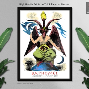 Baphomet, Sabbatic Goat, Poster, Knights Templars God, Goat God Print, Medieval Art Poster, Wall Art, Home decor, Religious Art, Wall Decor