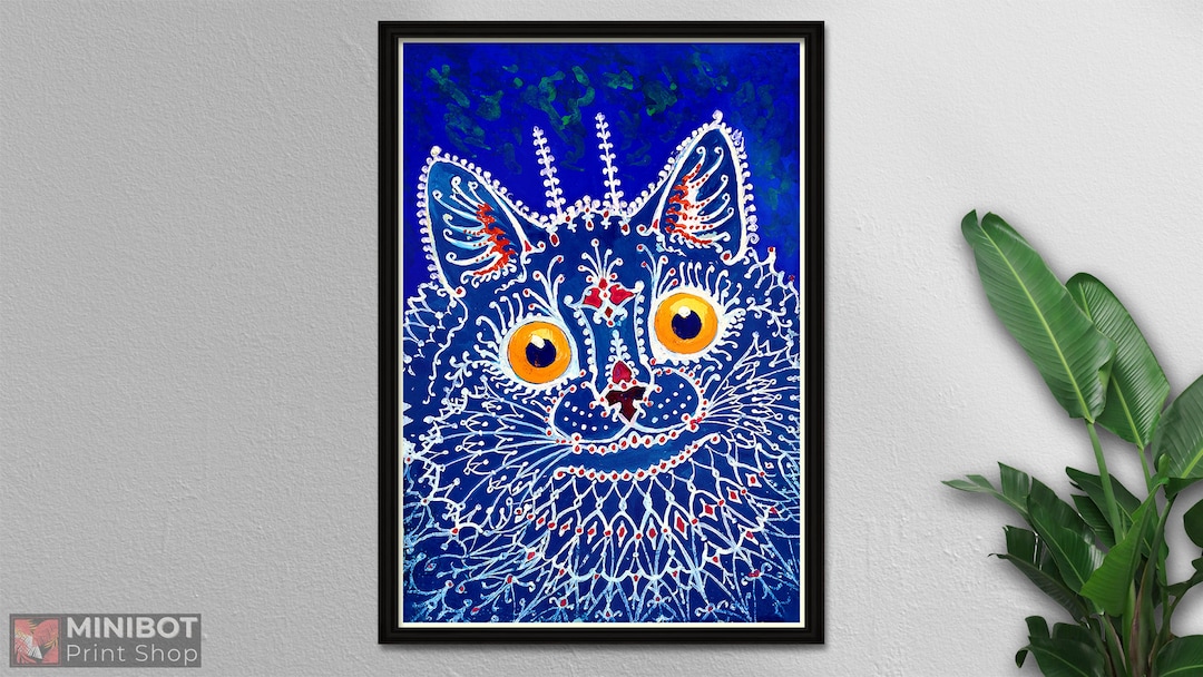 ルイスウエイン　黒猫　アンティーク風フレーム入り レア>黒猫の絵柄のアンティーク ミニ トリオティーカップセット