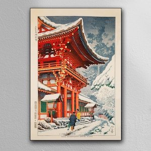Snow in Kamigamo Shrine - Japanese Woodblock Print