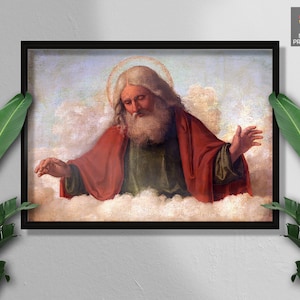 Religious Art, God Portrait Painting Print, God the Father, Cima da Conegliano, Vintage Art Painting Poster, Gift for Christians, Wall Art