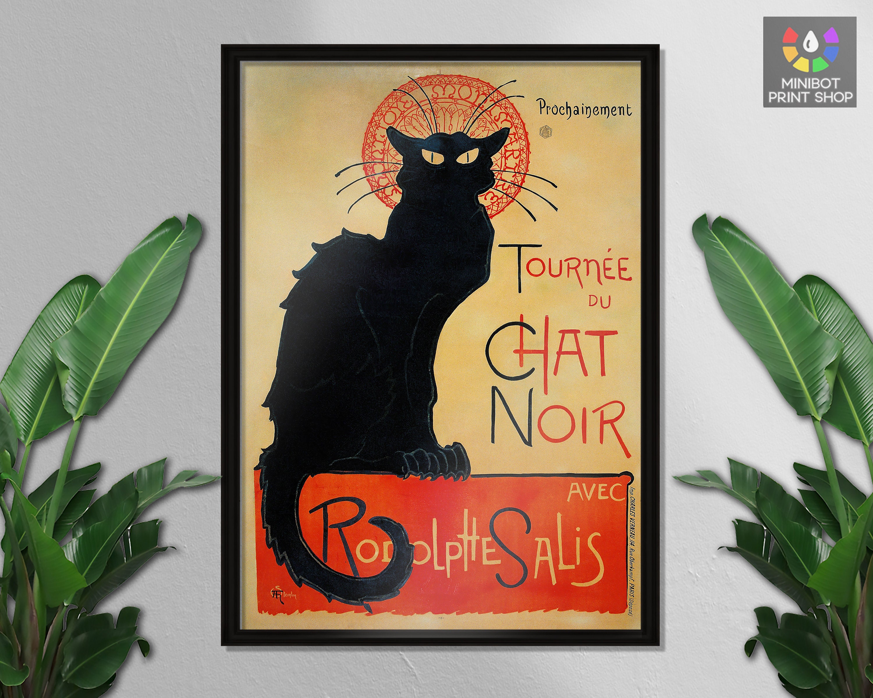 Miniature Le Chat Noir Black Cat Statue by Steinlen