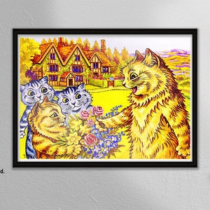 Louis Wain - Psychedelic cats , Classic Art Print