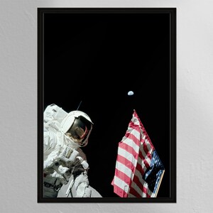 Nasa Astronaut on the Moon -  Poster on Paper or Canvas - Wall Art