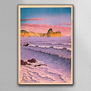 Kawase Hasui (1883-1957) Morning Sea at Shiribeshi -  Japanese Scenery - Japanese Woodblock Art Print  - Wall Decor