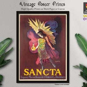 Cartel de arte vintage, Sancta (1925), arte francés, carteles publicitarios, carteles antiguos, arte vintage, impresiones de calidad, arte de pared