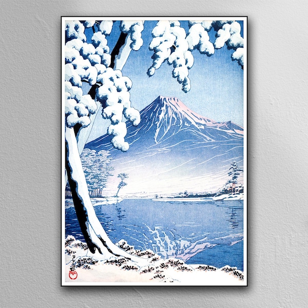 Monte Fuji después de la nieve en la bahía de Tagonoura - Cartel sobre papel o lienzo - Arte de pared