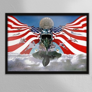 Patriotic Airforce Poster, USAF Flight of Birds, Airplanes Warplanes, United States, Artwork,Bald Eagle, Wall Art, Wall Decor, Wall Hangings