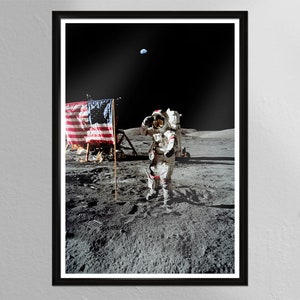 Astronaut on the Moon, Nasa Space Poster Print, Space Exploration, Space Mission, High Quality Print on Art Paper or Canvas,