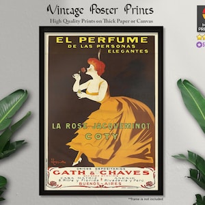 Cartel de arte vintage, La Rose Jacqueminot Coty (1904), arte francés, carteles publicitarios, carteles vintage, arte vintage, impresiones de calidad, decoración de pared