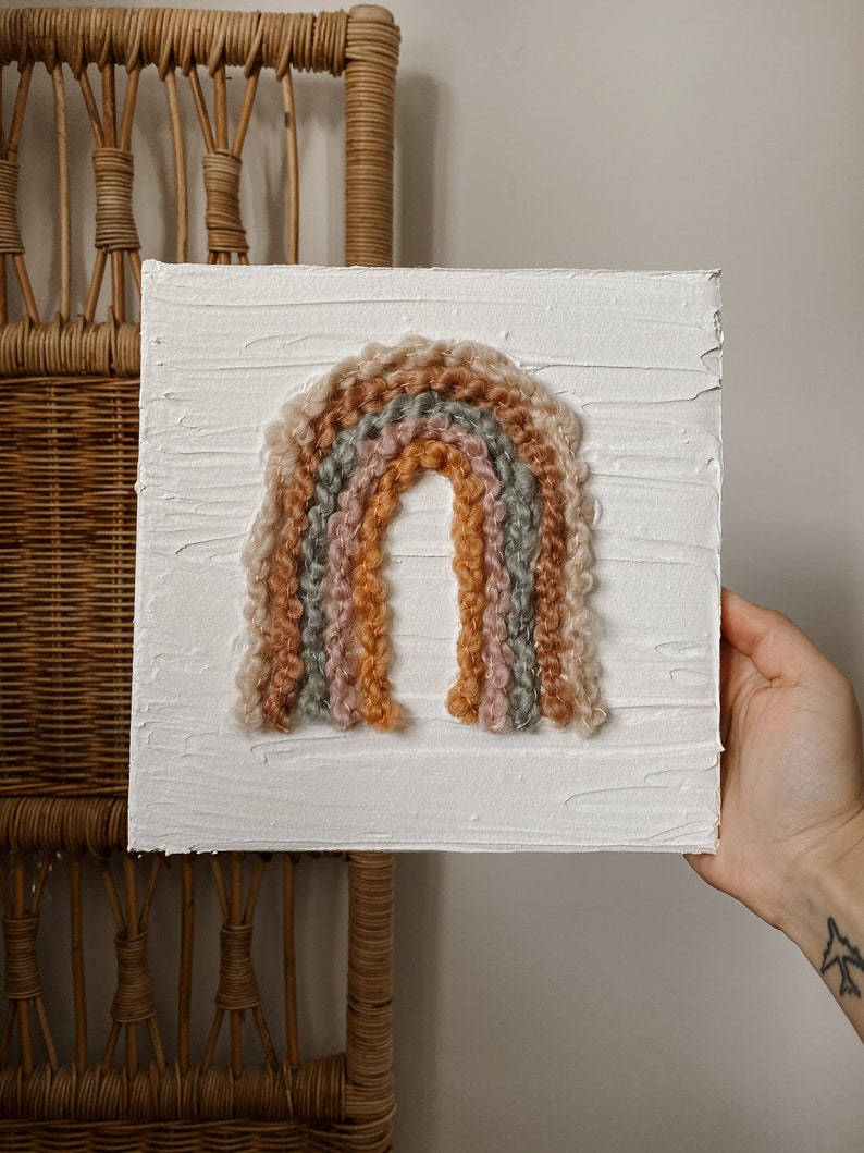 RAINBOW Textured Rainbow Canvas Macrame Textured Canvas Gifts Room Decor Babyshower Gifts Handmade Gifts for Her Boho Home image 1