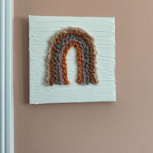 RAINBOW Textured Rainbow Canvas Macrame Textured Canvas Gifts Room Decor Babyshower Gifts Handmade Gifts for Her Boho Home image 3