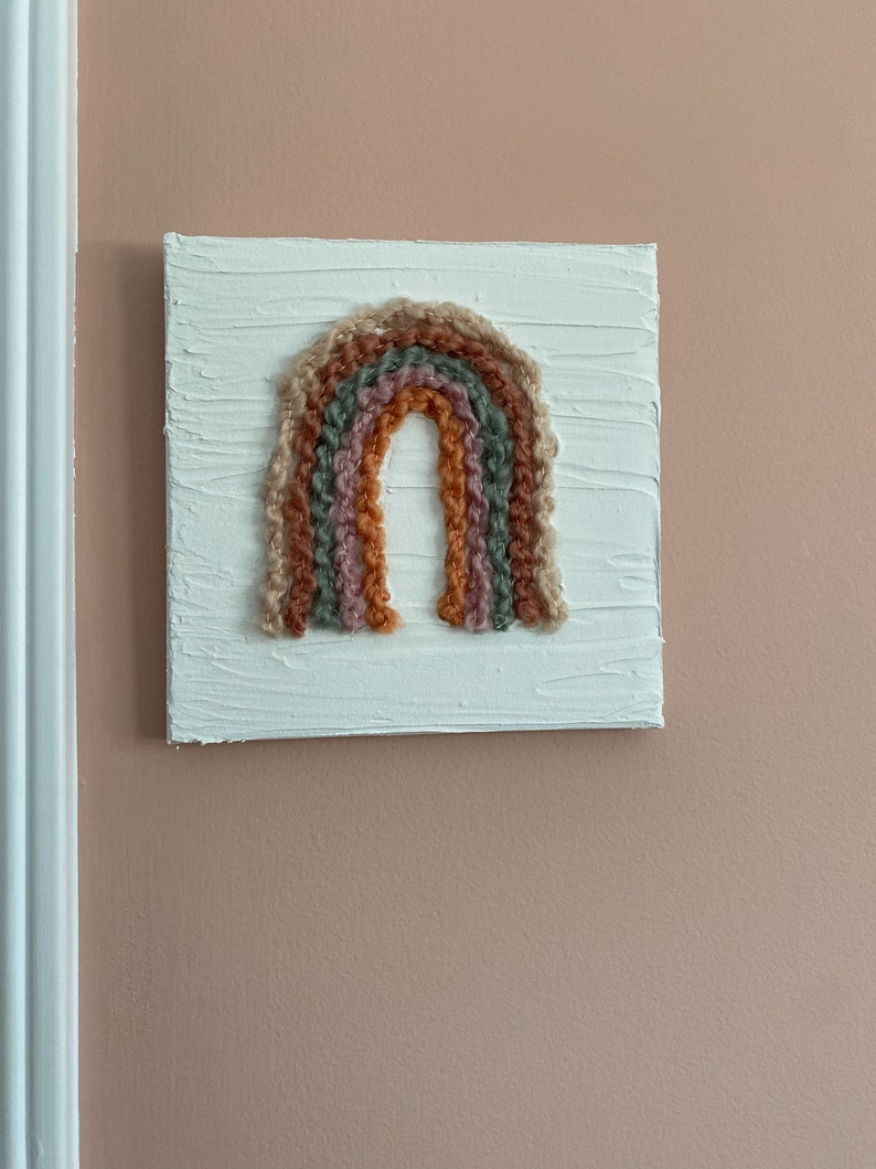 RAINBOW Textured Rainbow Canvas Macrame Textured Canvas Gifts Room Decor Babyshower Gifts Handmade Gifts for Her Boho Home image 3