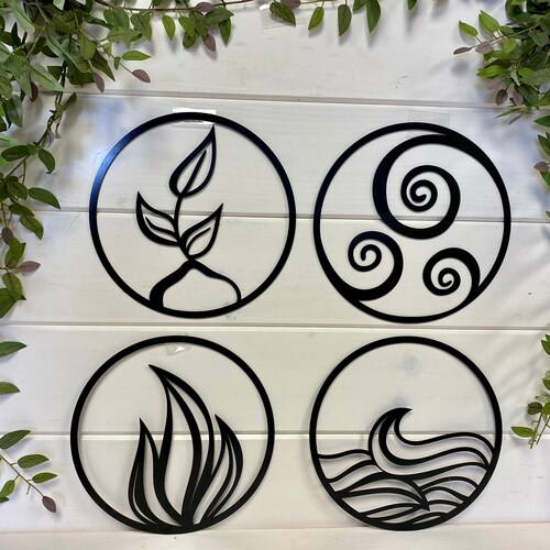 Metal Wall Art Four Elements Metal Wall Decor Home Living Etsy