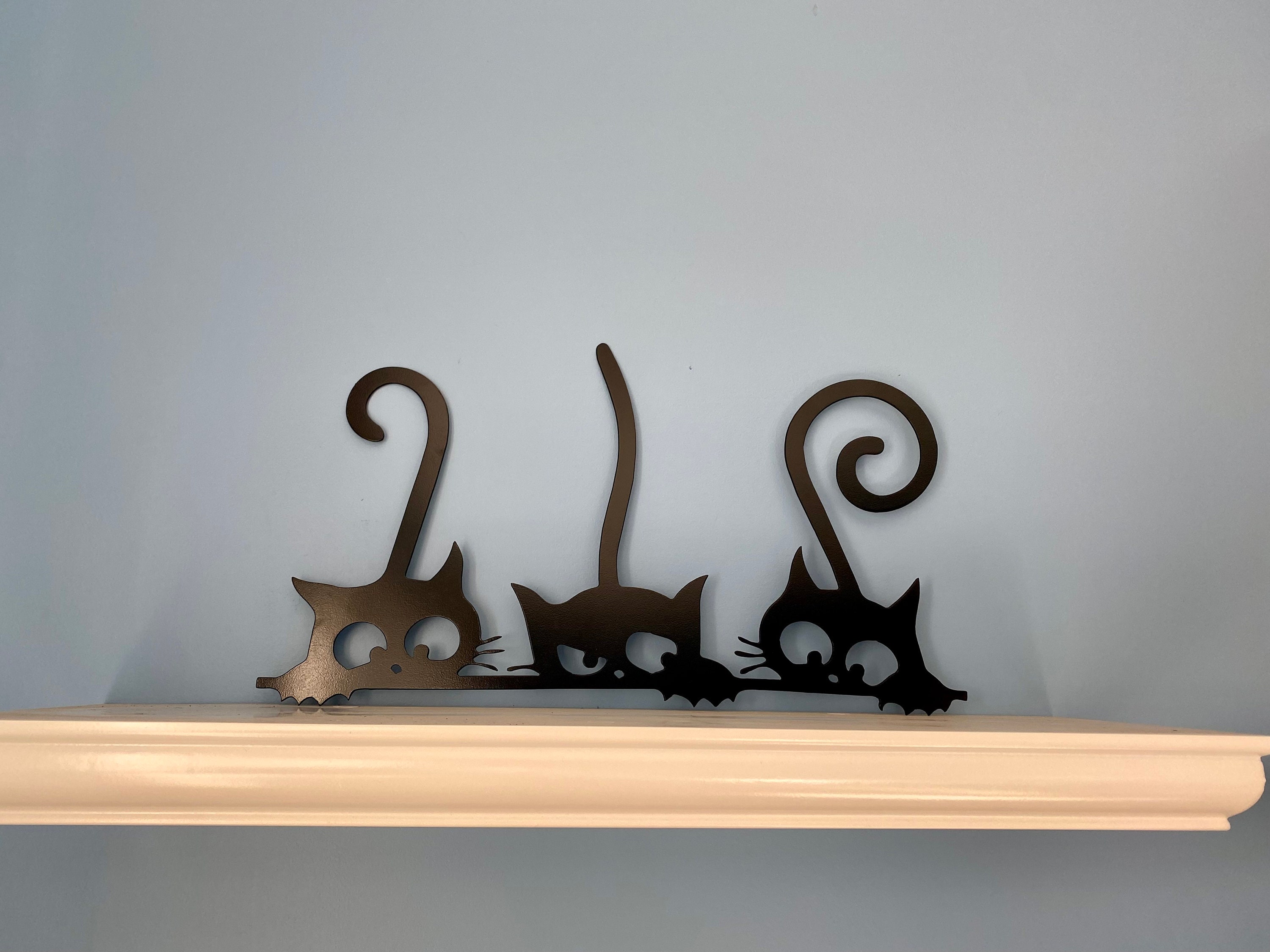 Cat Wall Decor Three Cats Cute Cat Decor Cat Lover Gift Etsy