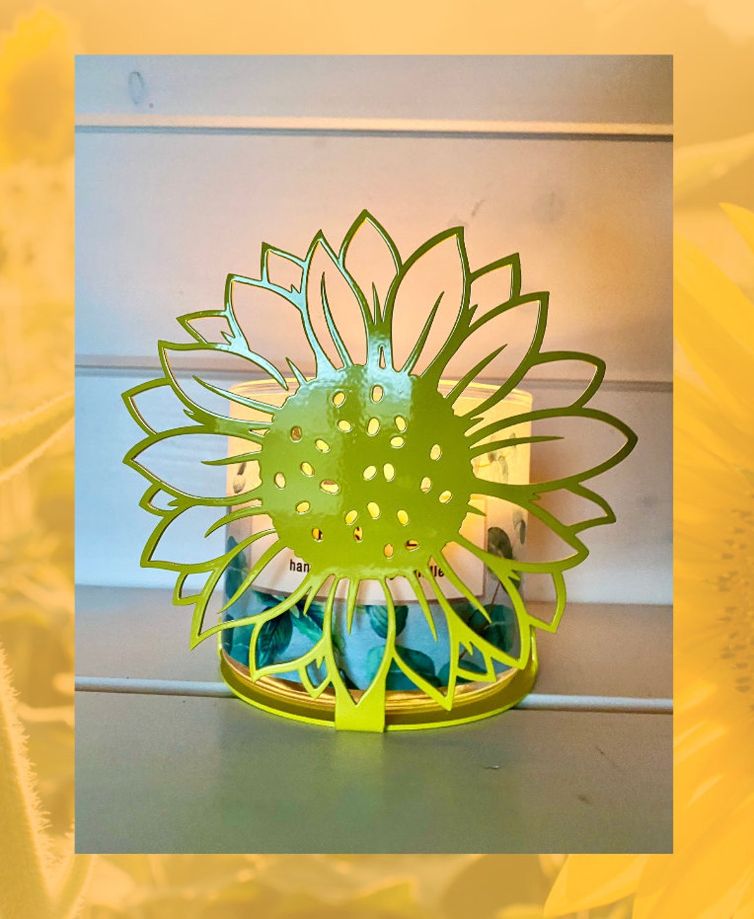 Sunflower Candle Holder, 3 Wick Candle Holder, Wedding Decor for Table