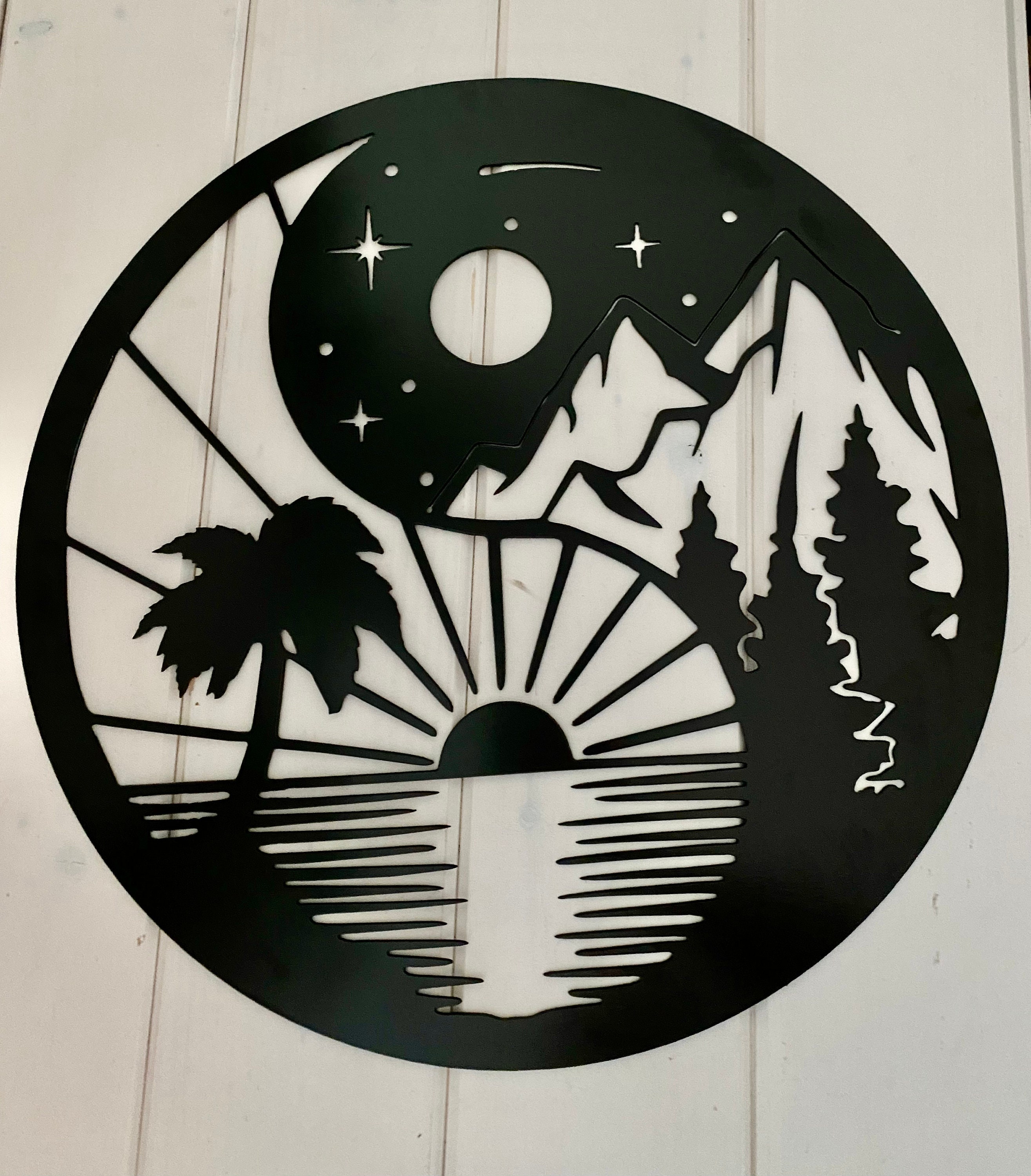 Yin Yang Wall Decor Sun and Moon Wall Art Metal Wall Art Etsy