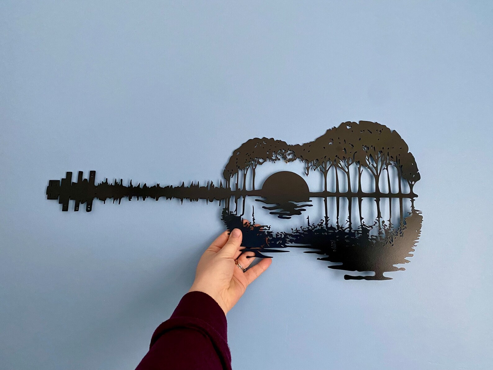 Guitar Sunset Abstract Wall Decor Guitar Metal Wall Art Etsy