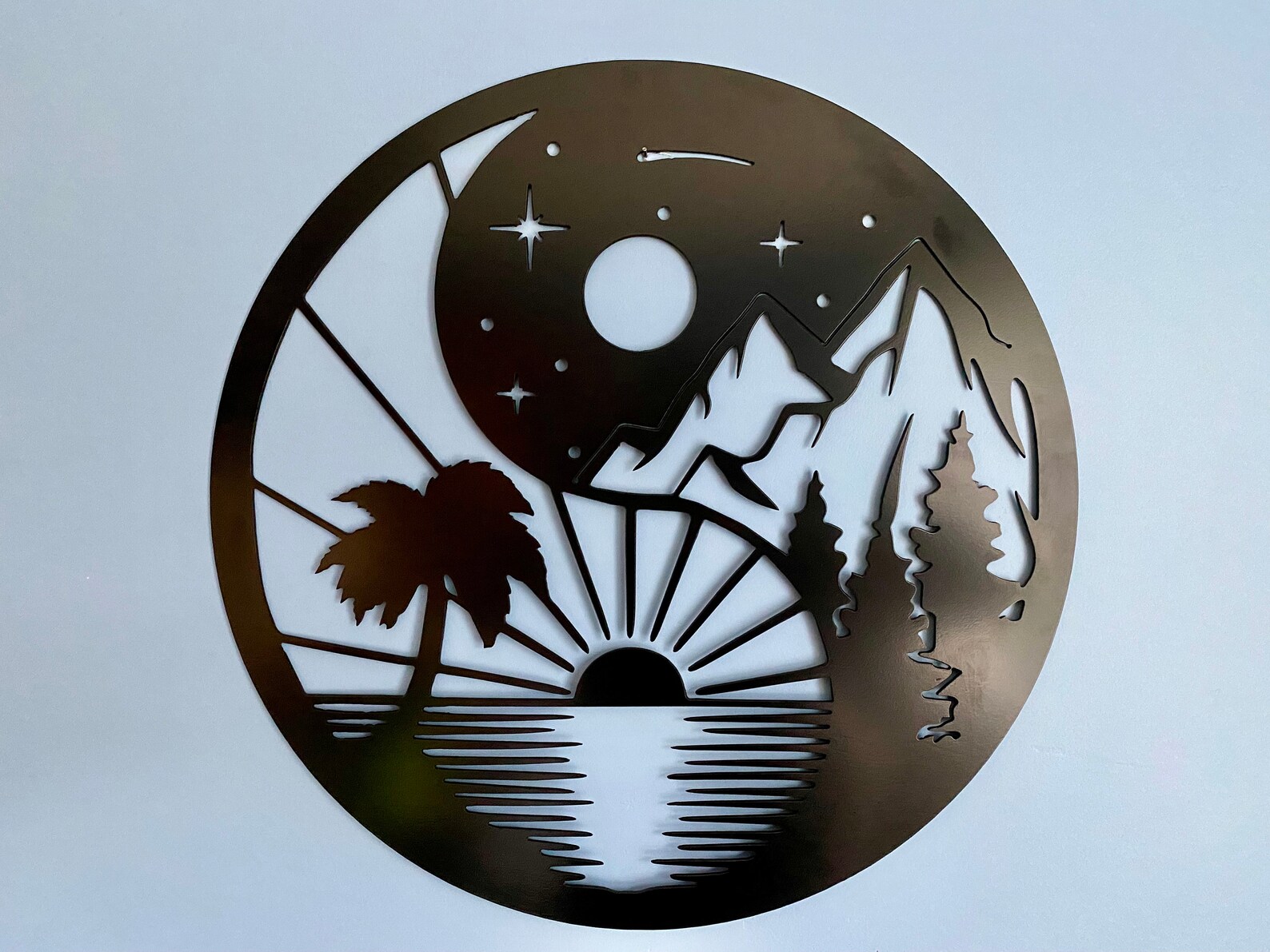 Yin Yang Wall Decor Sun and Moon Wall Art Metal Wall Art Etsy