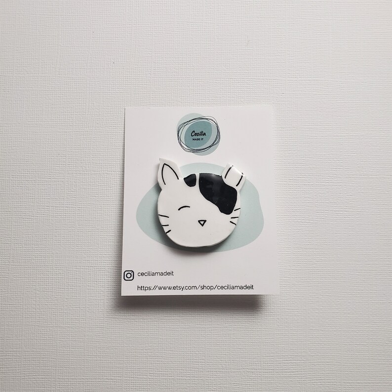 Set of 1 Pin: My Cat Sake Handmade Clay Pin