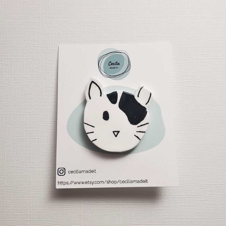 Set of 1 Pin: My Cat Sake Handmade Clay Pin