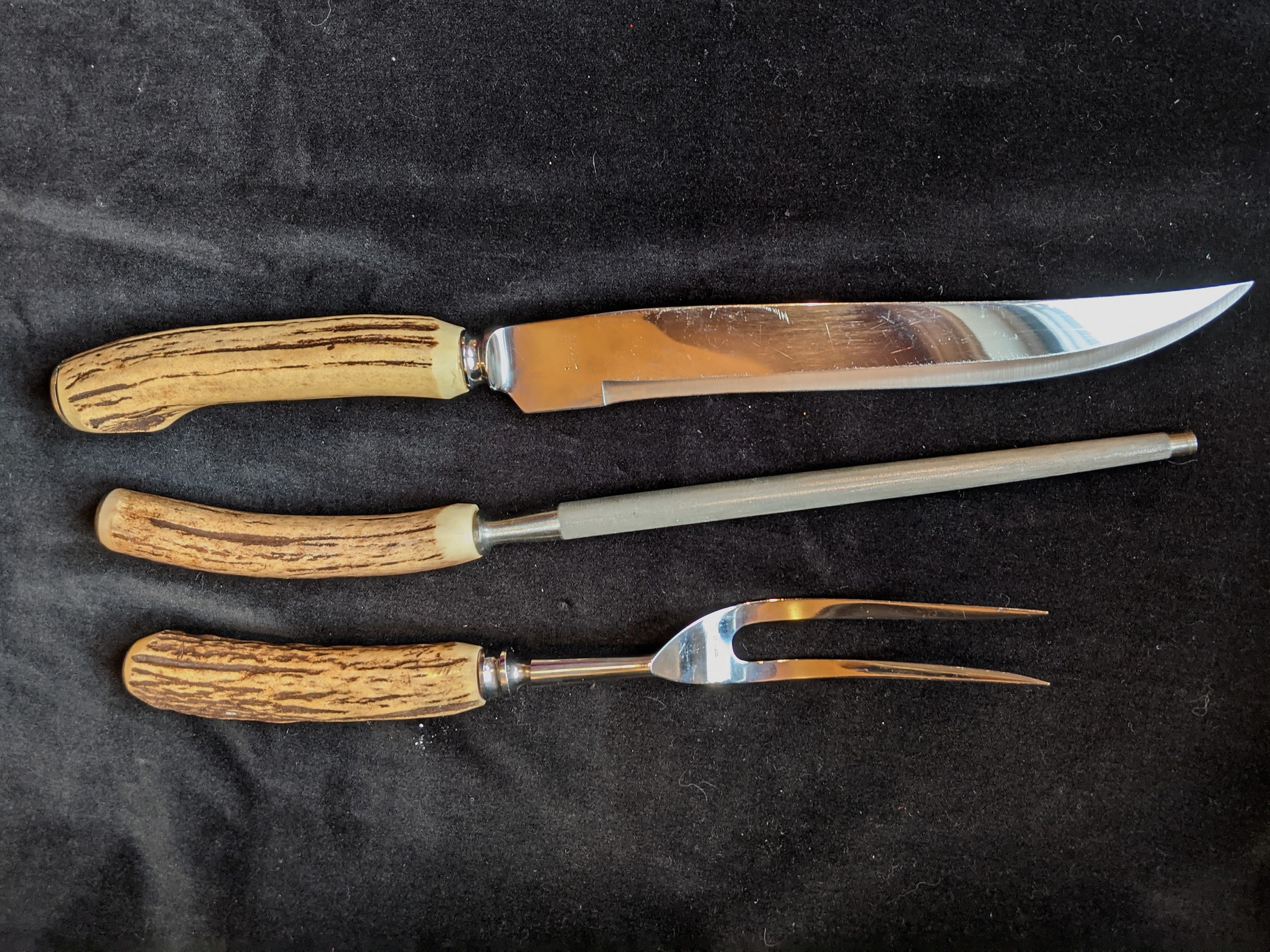 Stag/Antler Handle 3 Piece Carving Set / Vintage Collectible Etsy