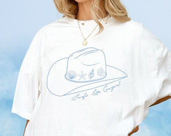 Surfs Up Cowgirl Cowgirl Beach Shirt Comfort Colors Shirt ocean inspired style preppy stuff coastal grandma cowgirl bachelorette