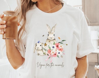 Vegan For the animals coquette shirt herbivore shirt bunny shirt vegan clothing cute vegan