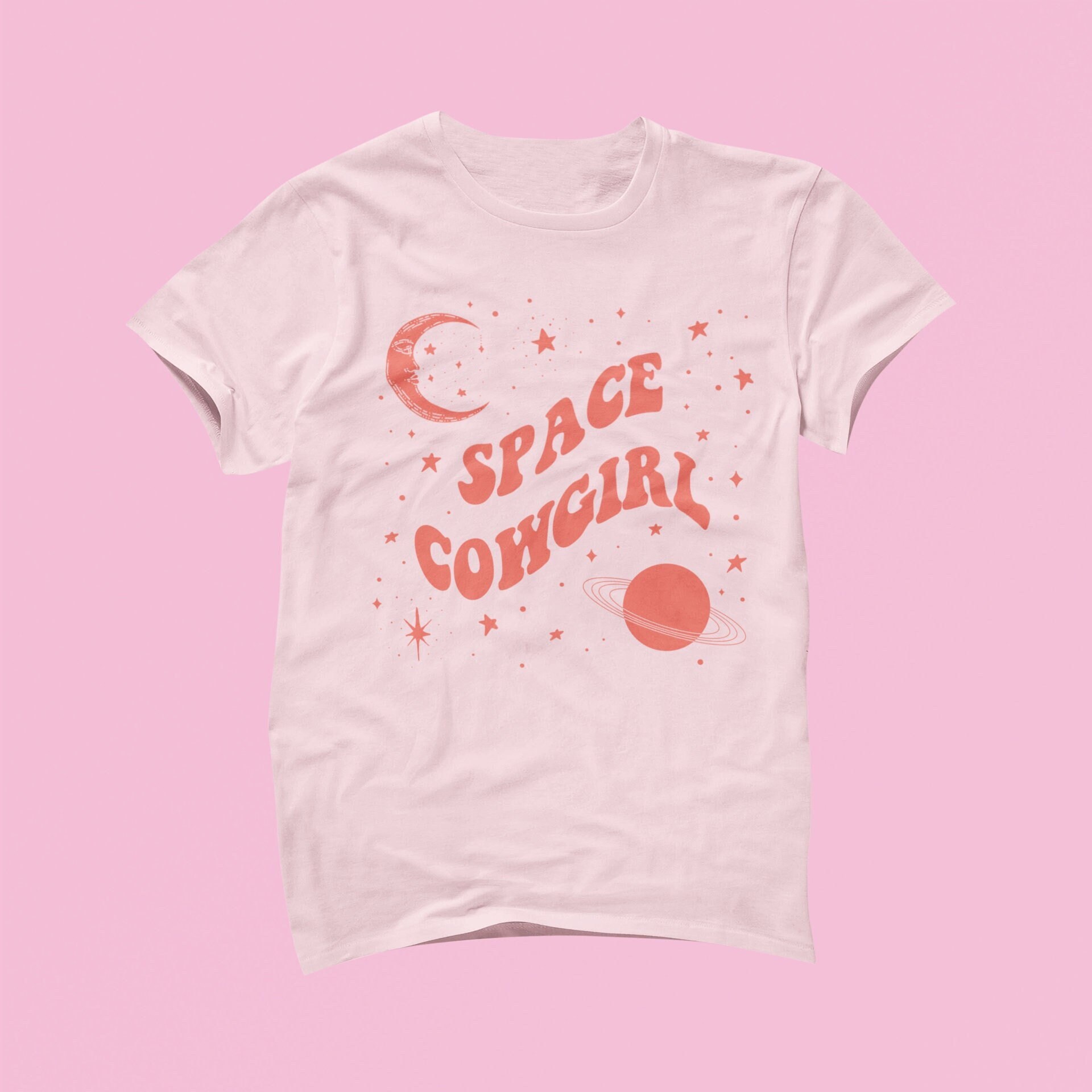 Space Cowgirl Tee Red Text Country Girl 