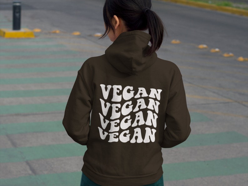 Vegan Hoodie Vegan AF Vegan Clothes Forest Hoodie Vegan Sweatshirts Plant Based Herbivore Vegan Activism Oversized Hoodie image 2