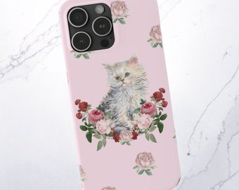 Kitten Coquette iPhone 15 Case baby pink, Cottagecore Phone Case, Coquette Aesthetic, iPhone 14 mini pro max, iPhone 13 mini pro max