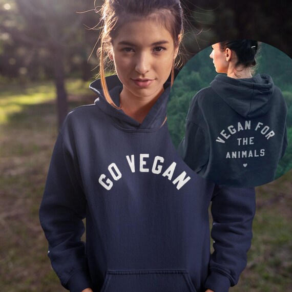 Vegan Hoodie Two Sided Print Vegan AF Vegan Clothes Vegan for the Animals Vegan Sweatshirts Plant Based Herbivore Vegan Activism Etsy