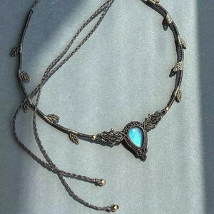 Labradorite choker, Labradorite necklace, Labradorite jewelry, Labradorite macrame necklace , Crystal labradorite jewelry,  Labradorite gift