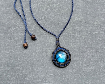 Macrame Labradorite Choker Necklace, Adjustable Crystal Healing