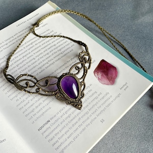 Natural Amethyst necklace/ Amethyst macrame choker/ Amethyst lace choker/ Amethyst choker/ Amethyst Boho necklace/ amethyst handmade choker