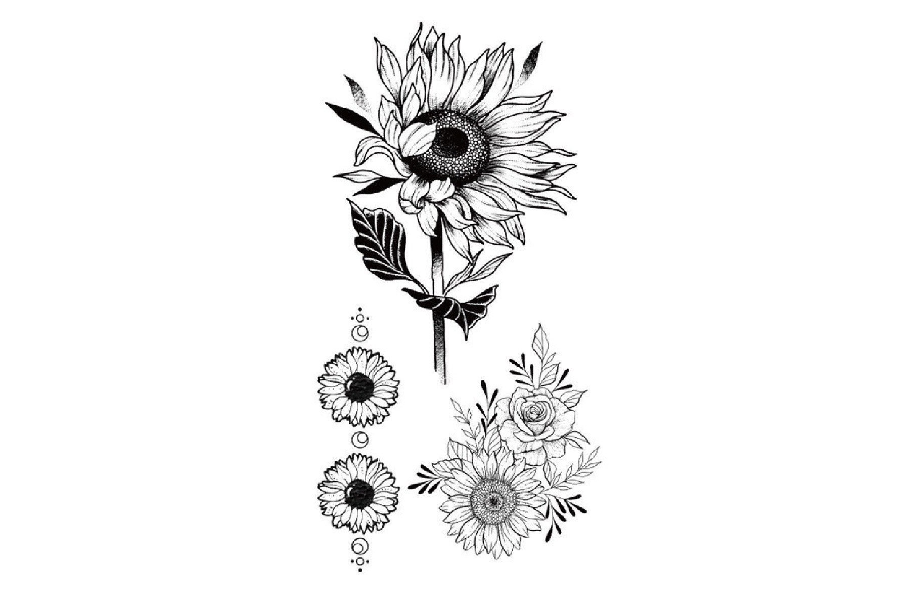 Sunflower Tattoo Design Stock Illustration 1252371952  Shutterstock