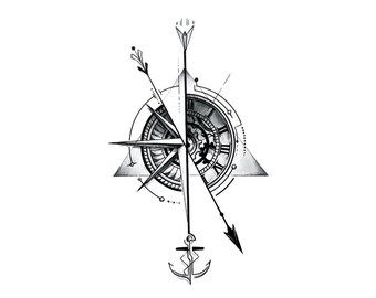 Clock Arrow Temporary Tattoo Anchor Clock Tattoo Tattoo - Etsy Clock Arrow Temporary Tattoo Anchor Clock Tattoo Tattoo - Etsy