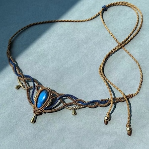 Labradorite choker, Labradorite necklace, Labradorite jewelry, Labradorite macrame necklace , Crystal labradorite jewelry,  Labradorite gift