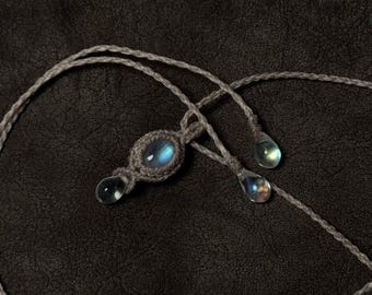 Mondstein Makramee Choker, verstellbare Edelstein Halskette