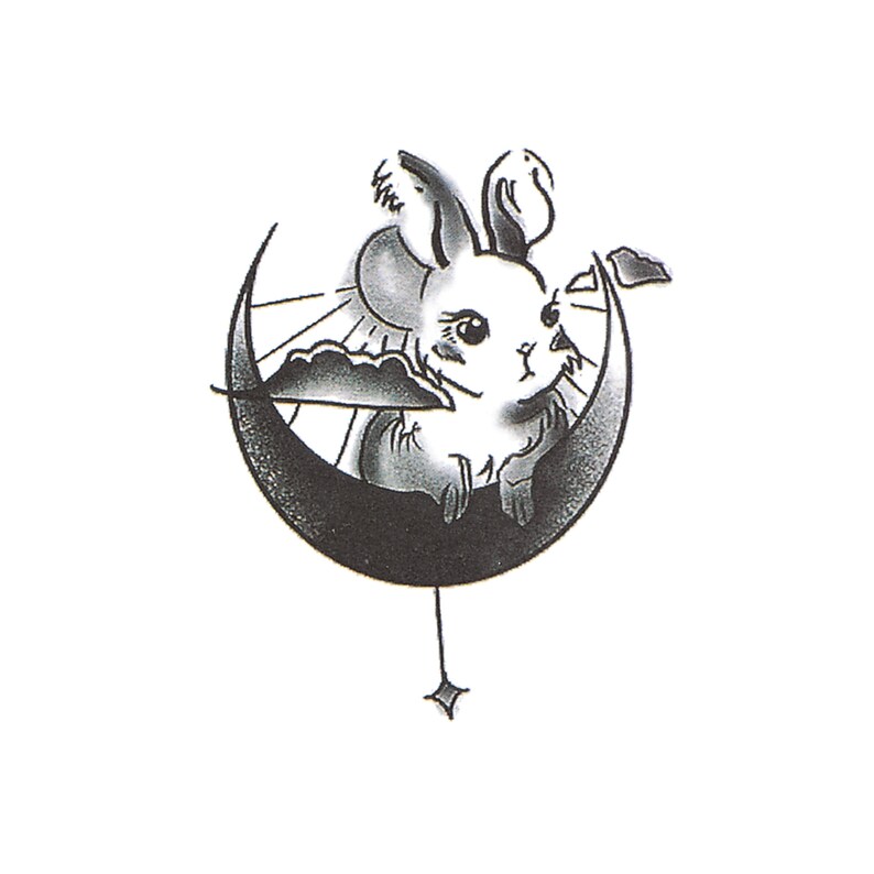 Rabbit Moon Temporary Tattoo Rabbit Tattoo Festival Tattoo Etsy