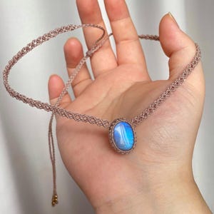Labradorite choker, Labradorite necklace, Labradorite jewelry, Labradorite macrame necklace，labradorite macrame jewelry