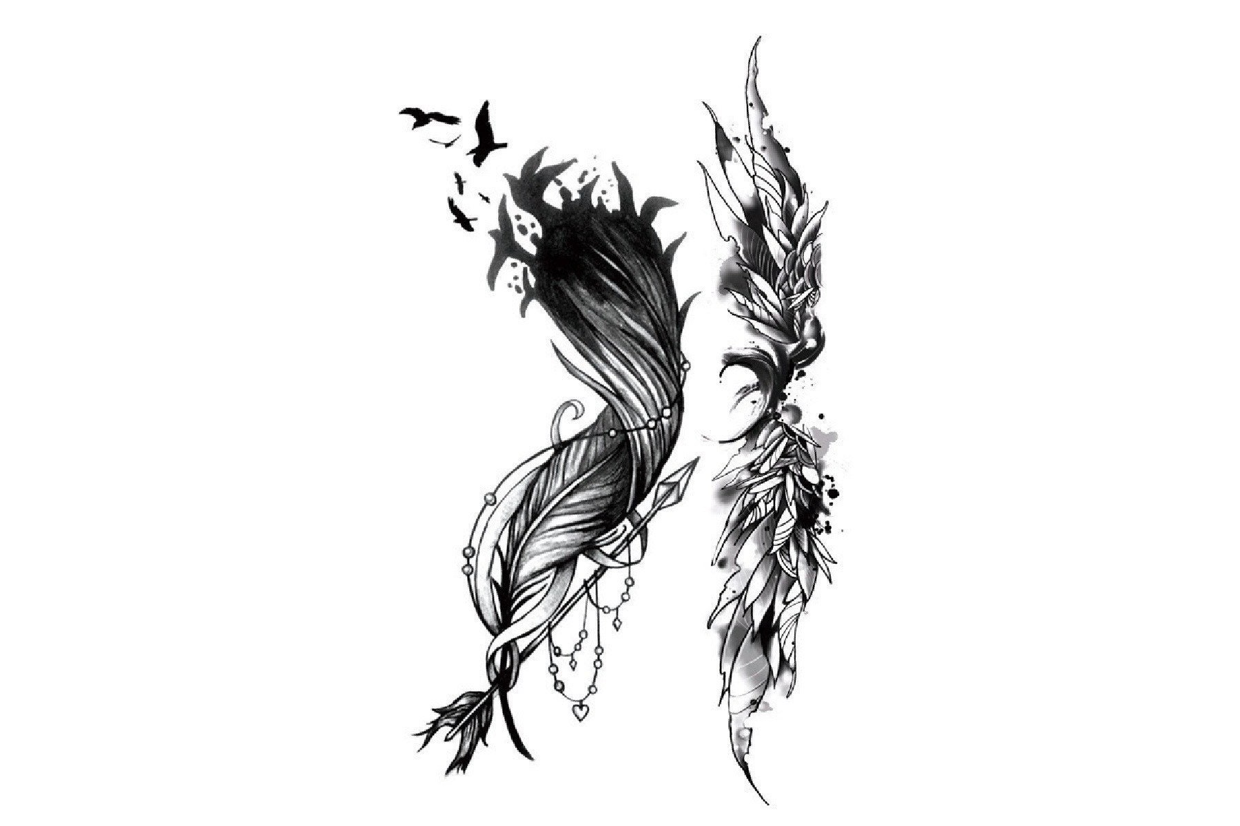 Bird Feather Tattoo Design PNG Image With Transparent Background  TOPpng