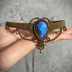Labradorite choker, Labradorite necklace, Labradorite jewelry, Labradorite macrame necklace , Crystal labradorite jewelry,  Labradorite gift
