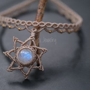 Mondstein Choker, Mondstein Kette, Mondstein Schmuck, Regenbogen Mondstein Schmuck, Makramee, Mondstein Schmuck